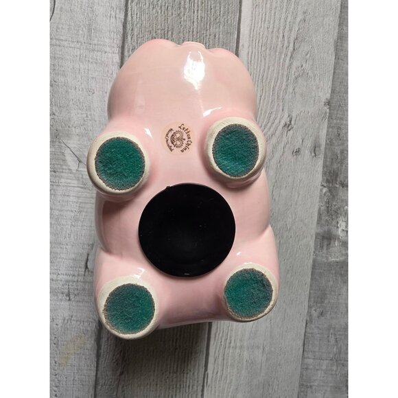 Vintage Lefton Pink Ceramic Piggy Bank With Floral Design - Picture 4 of 10